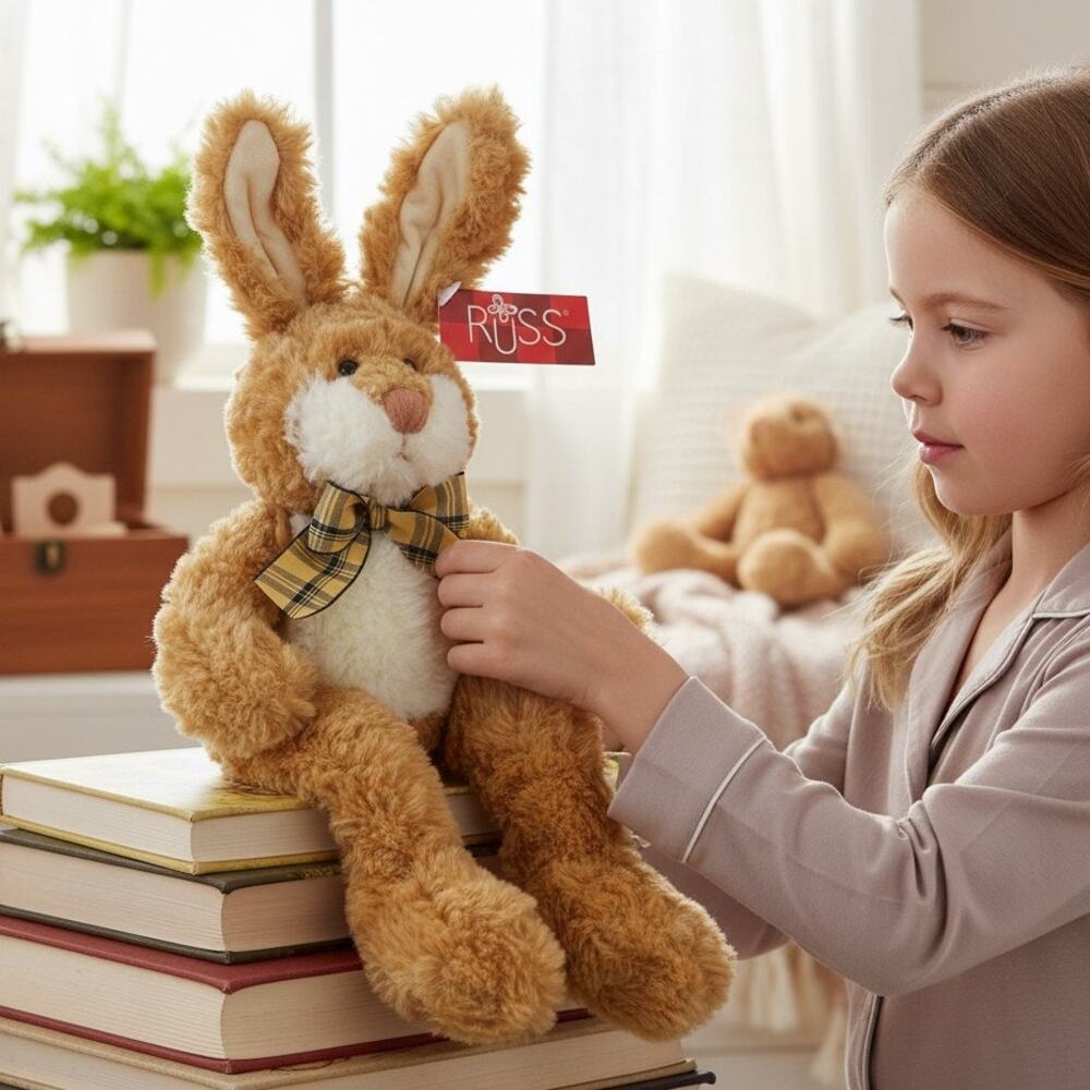 Vintage Russ Percy Bunny Rabbit Plush 14in NWT Bendable Ears Easter 27743